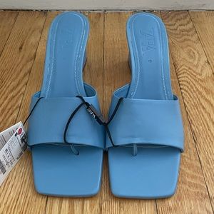 Zara Sky Blue Mules